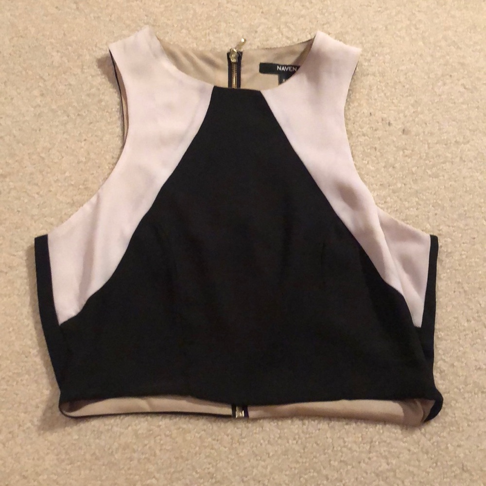 Naven Black & White Crop Tank